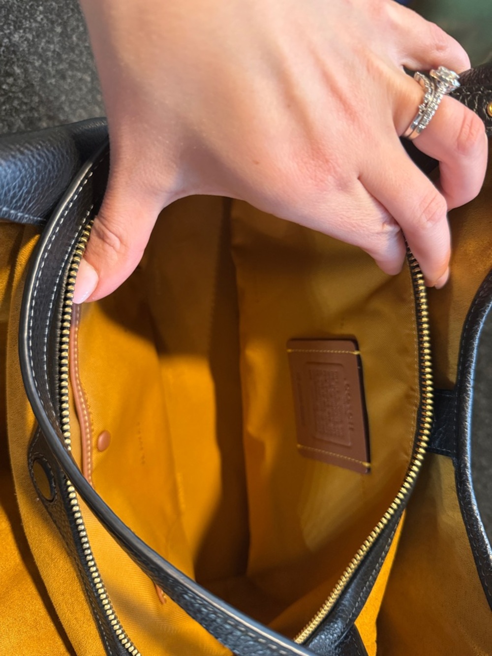 Coach Bella Black Pebbled Leather Shoulder Bag - Picture 10 of 15